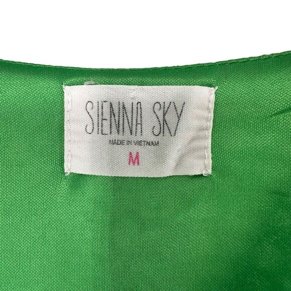 Sienna Sky Dress Faux Wrap Green Ditsy Floral Flutter Sleeve V Neck Midi Size S - Picture 10 of 12